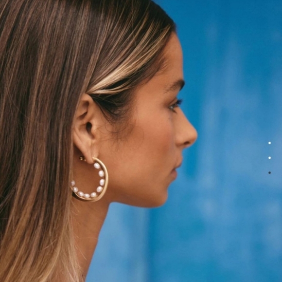 Cult Gaia Pearl Hoop Earrings - Picture 7 of 7